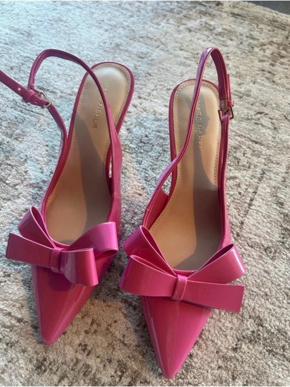 Marc Fisher Bright Pink Bow Slingback Pointed Pumps